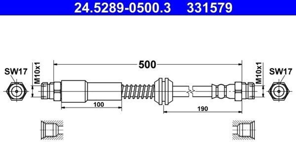 ATE 24.5289-0500.3 Bremsschlauch Hinten für VW CADDY IV Produktbild 