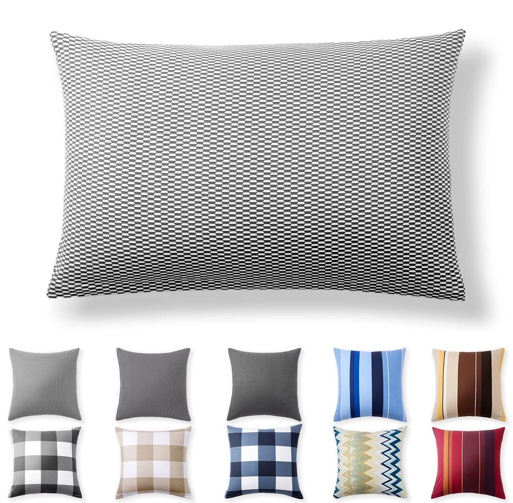 Perkal-Kissenbezug 50 x 75 cm – 100 % Baumwolle mit Reißverschluss, superweicher Kissenbezug 50 x 75 cm, Kissenhülle, grau kariert, nur Kissenb...