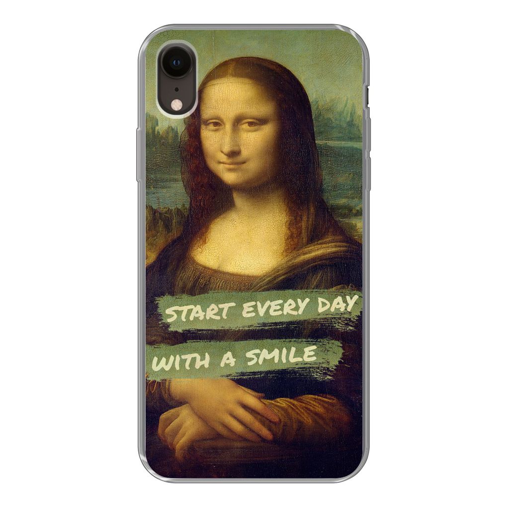 MuchoWow Handyhülle Schutzhülle Hülle für iPhone XR Mona Lisa - Zitat - Da Vinci Silikon Softcase Handy Hülle - Schutzdeckel