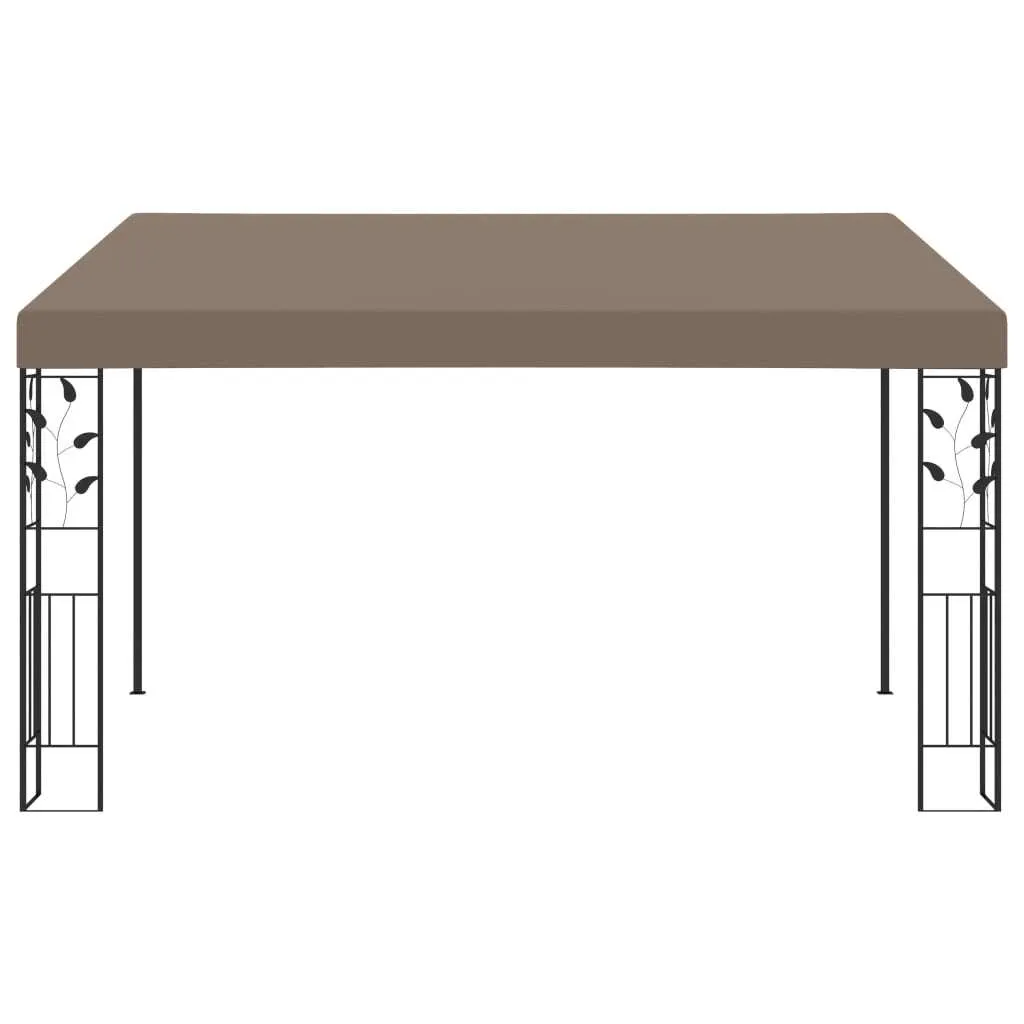 Tonnelle adossée 4x3m Taupe - Pavillon de jardin mural fixe pour terrasse