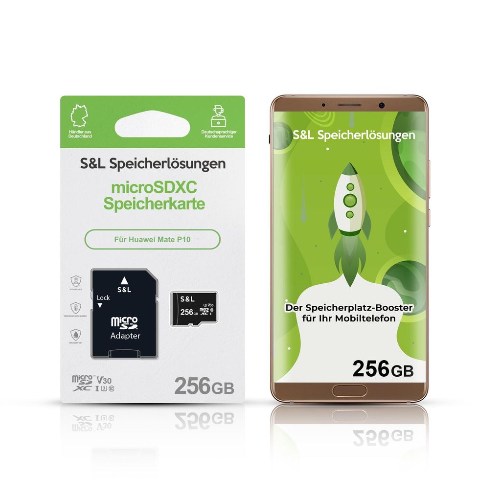 microSD Speicherkarte S&L für Huawei Mate P10 - Speicherkapazität: 256 GB