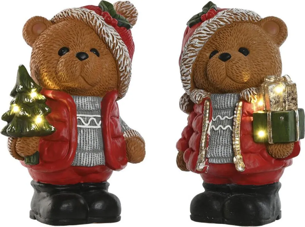 Déco de Noël Ours Marron et Rouge Home ESPRIT pour Cheminée et Buffet
