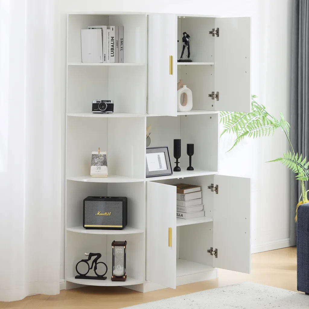 AIORBER Buffet 180 cm avec Étagère d'Angle Modulable Blanc Moderne - 3
