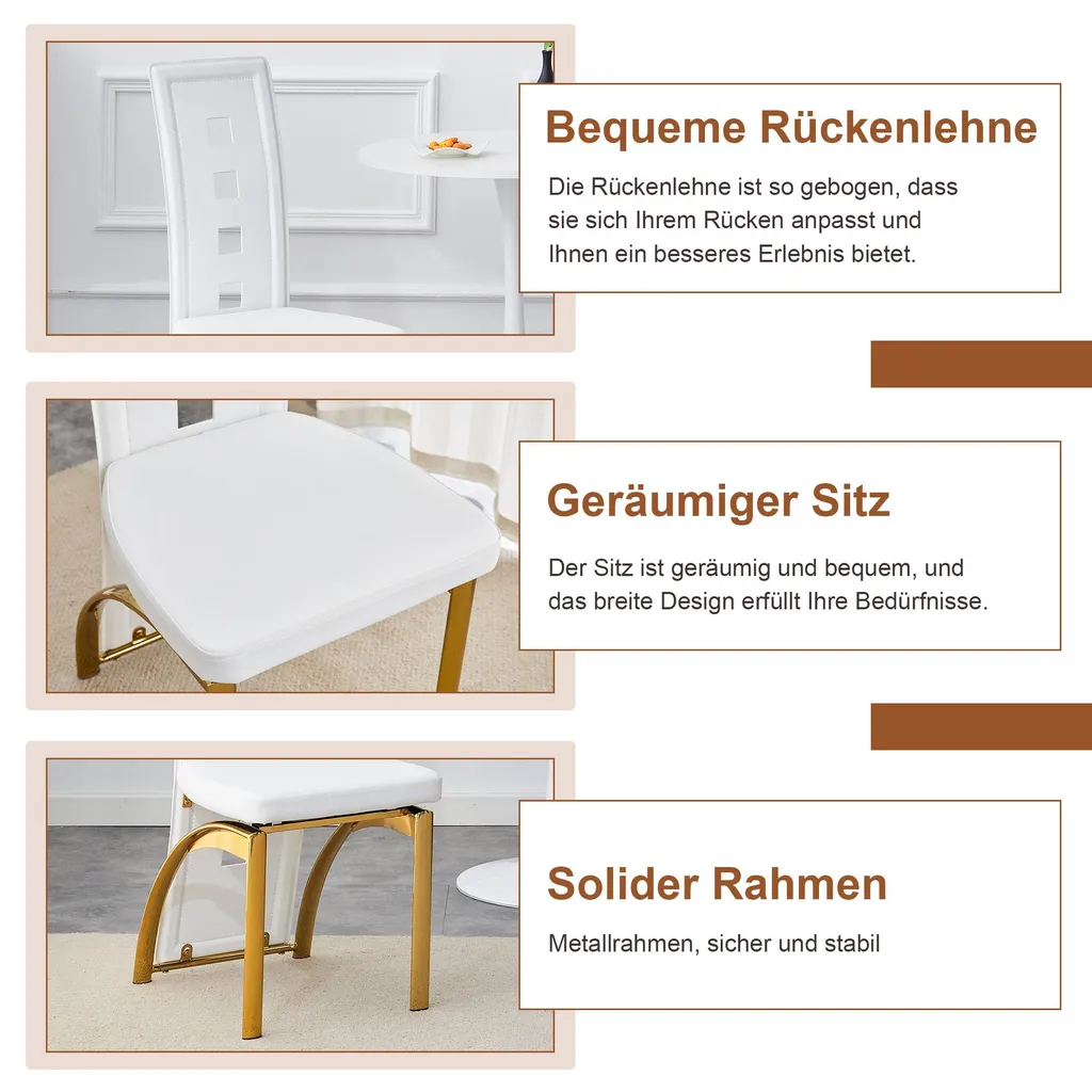 Petit Ensemble Repas Table en Verre et 2 Chaises Blanches Gain de Place - 5