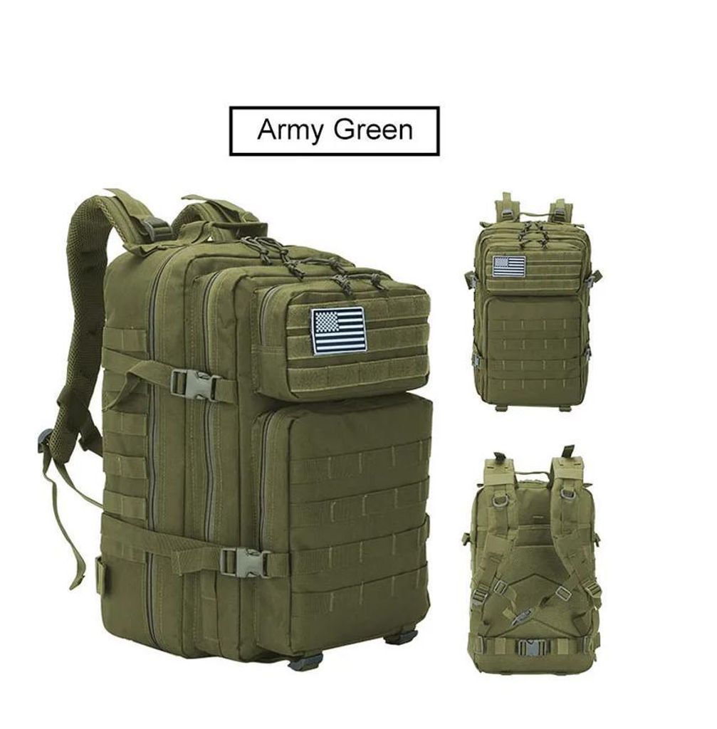 45L Outdoor-Camping-Taktikrucksack mit doppelten Schultergurten, strapazierfähig, atmungsaktiv, wasserdicht, aus Oxford-Stoff, Wanderrucksack
