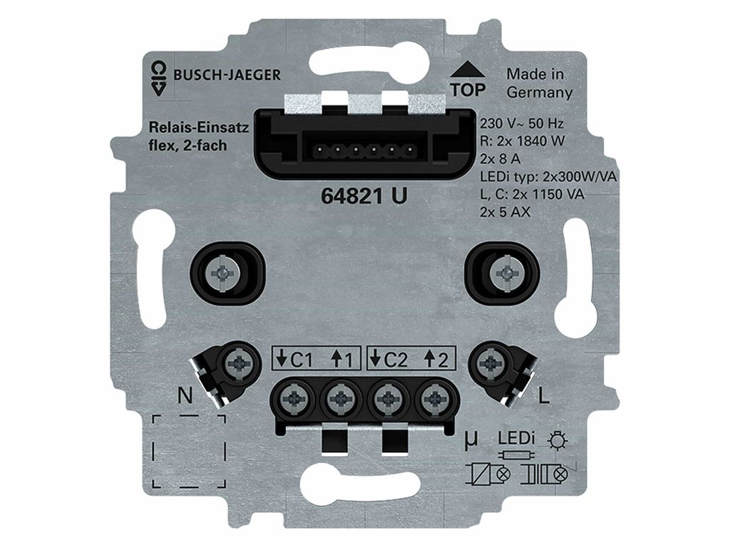 Busch-Jaeger Relais-Einsatz, 64821U, flex 2-fach, 230V, für Produktbild 