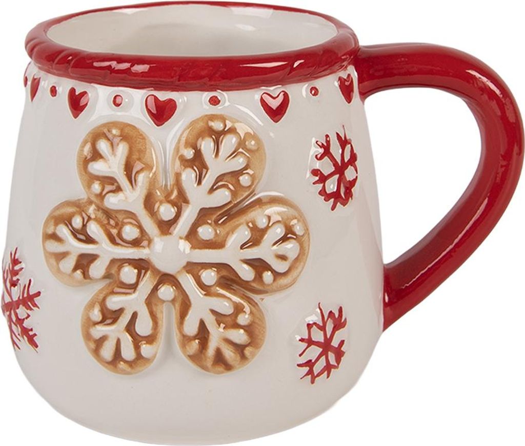 Clayre & Eef Tasse 375 ml Weiß Keramik Schneeflocken