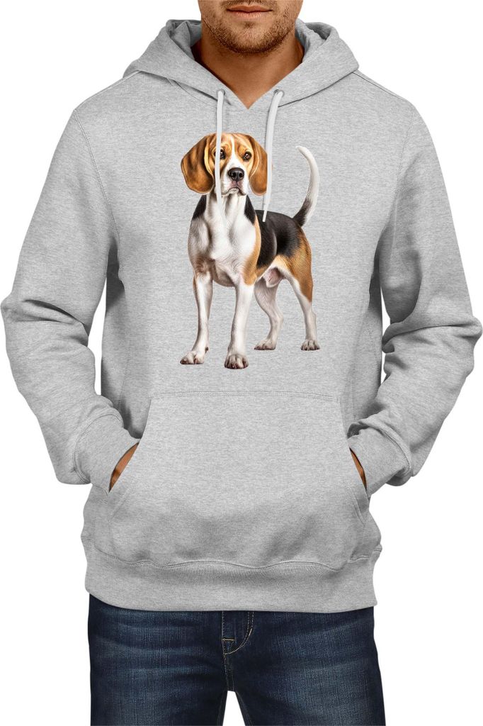 Herren Kapuzenpullover Dogs Breeds Beagle Dog Breed 007, Man XL / Grau
