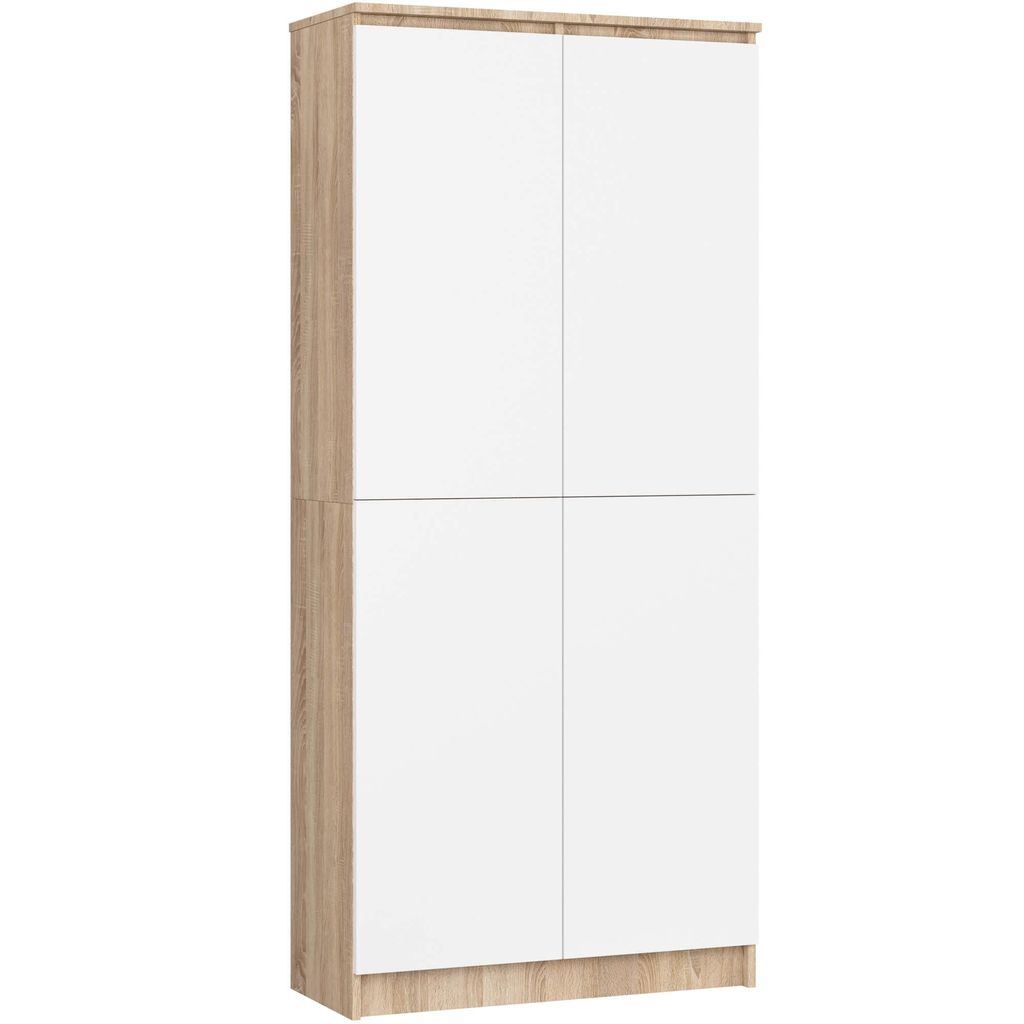 Regalschrank mit 2 Türen – Bücherregal – Standregal geschlossen – CLP – 80 cm – Sonoma Eiche / Weiß – Funktionales Standregal für B...