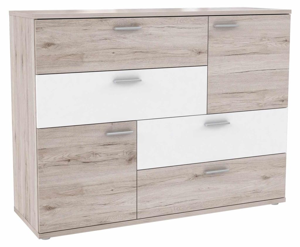 Kommode Sideboard SKIVE Optik Sandeiche / Weiß von Forte