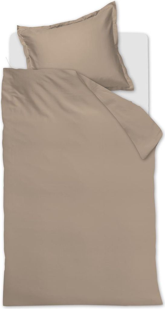 Ambiante Mako-Satin-Bettwäsche-Garnitur Satin Uni Farbe Taupe Größe 155x220+80x80