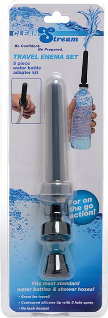 XR Brands Travel Enema Water Bottle Adapter Set Black 5 Piece