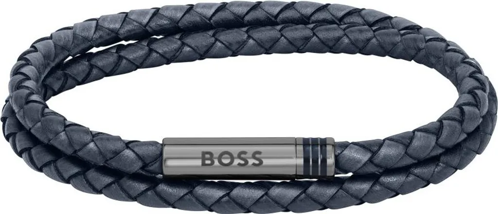 Bracelet homme cuir tressé double tour - Bijou élégant longueur 17,5 cm