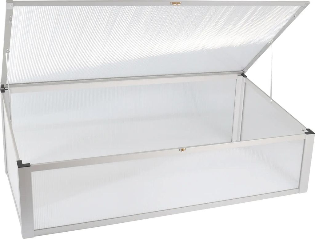 Frühbeet aus Aluminium, Frühbeetaufsatz für Hochbeete, Frühbeetkasten 56,5 x 110 cm