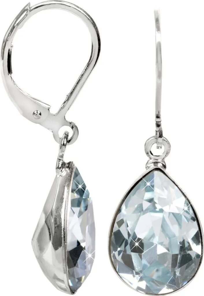 Boucles d'oreilles cristaux des Açores poire claire en argent sterling