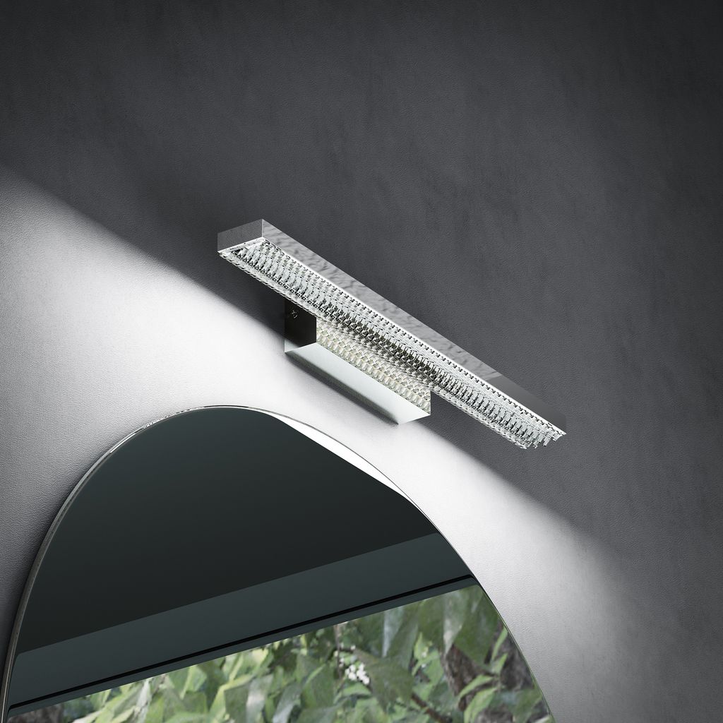 doporro LED Badezimmerleuchte Chrom 40cm - 9W Spiegellampe 6000K (Tageslichtweiß) - Stylische Wandleuchte für Badbeleuchtung Leuchtschein