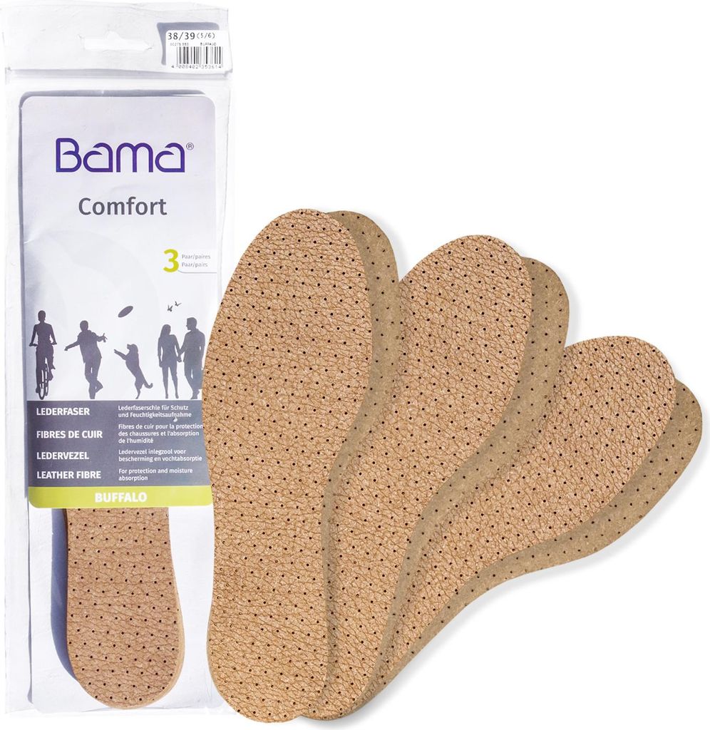 Bama Standard Büffelleder-Schuheinlagen - Satz mit 3 Paaren - Größe 38/39 EUR