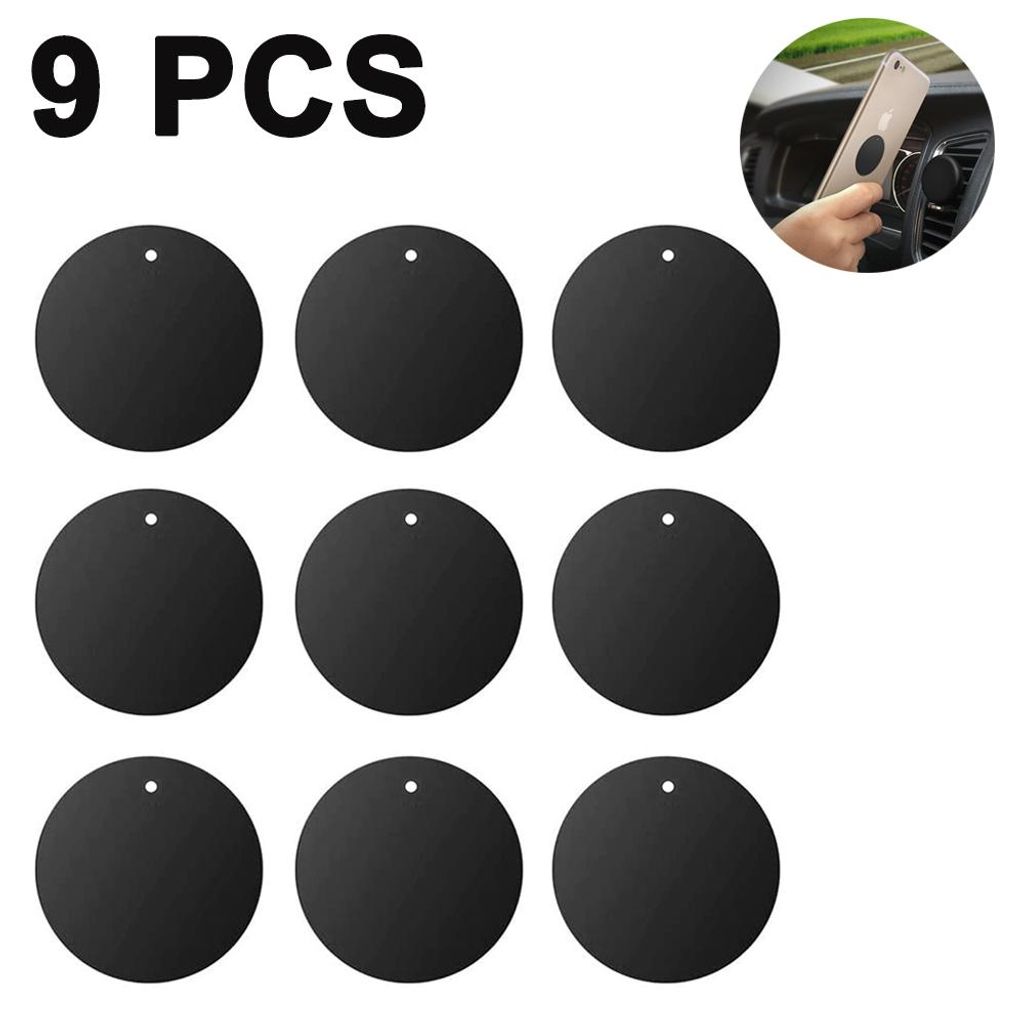 9er-Pack Metallplatten für Handymagnete, mit 3M-Klebeband als Ersatz für magnetische Handyhalterungen im Auto, Halterungsständer