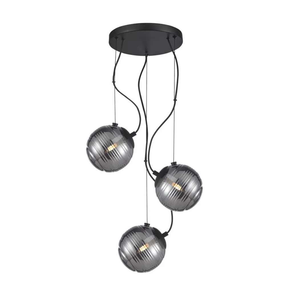 Suspension Noire 3 Sphères Design Industriel Chic PERONA Italux G9