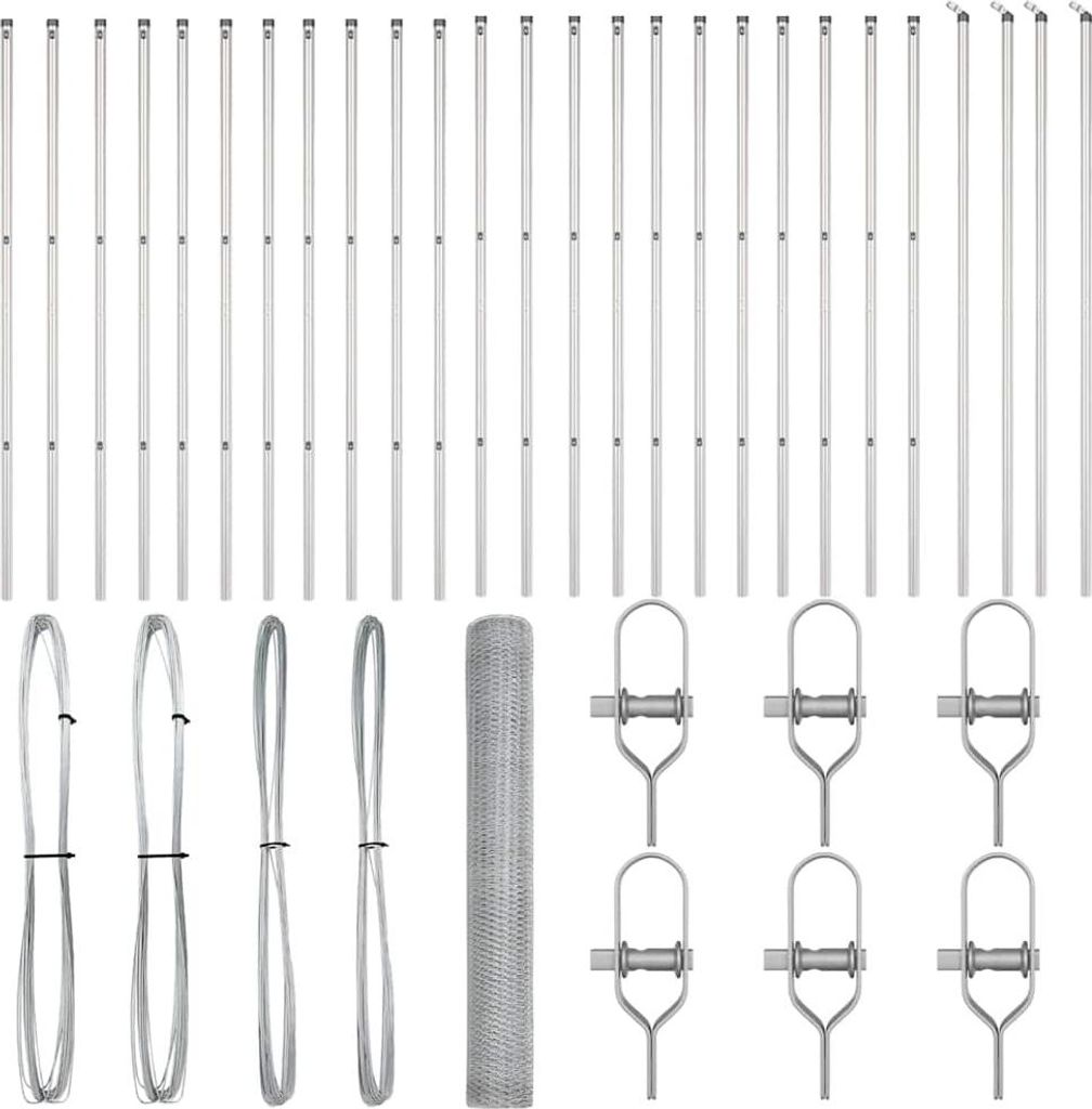 vidaXL Zaunpfosten Silber 50 x 1 m (13 mm Maschendraht) Stahl