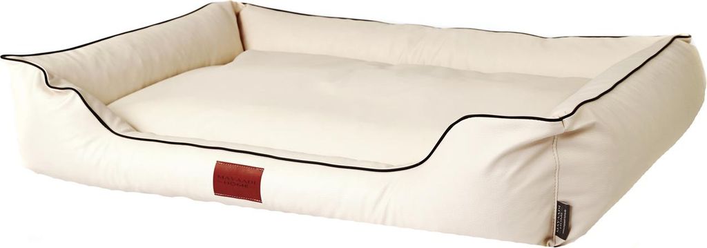 Hundebett Bobby Kunstleder Hundesofa Schlafplatz Hundekorb Hundesofa Hundekorb Creme M (105x75x20 cm)