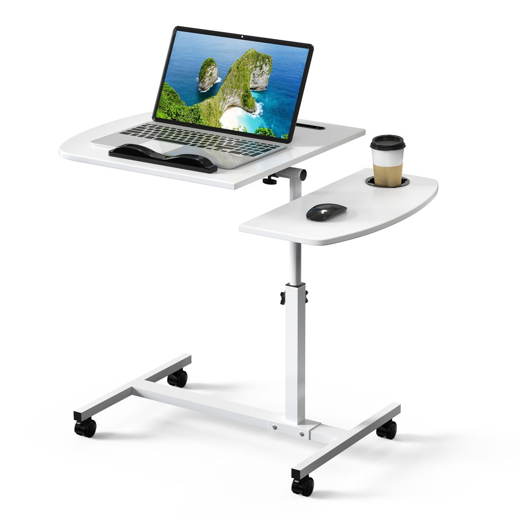 Laptoptisch Bürotisch mit Rollen Computertisch 60x40cm Arbeitstisch höhenverstellbar