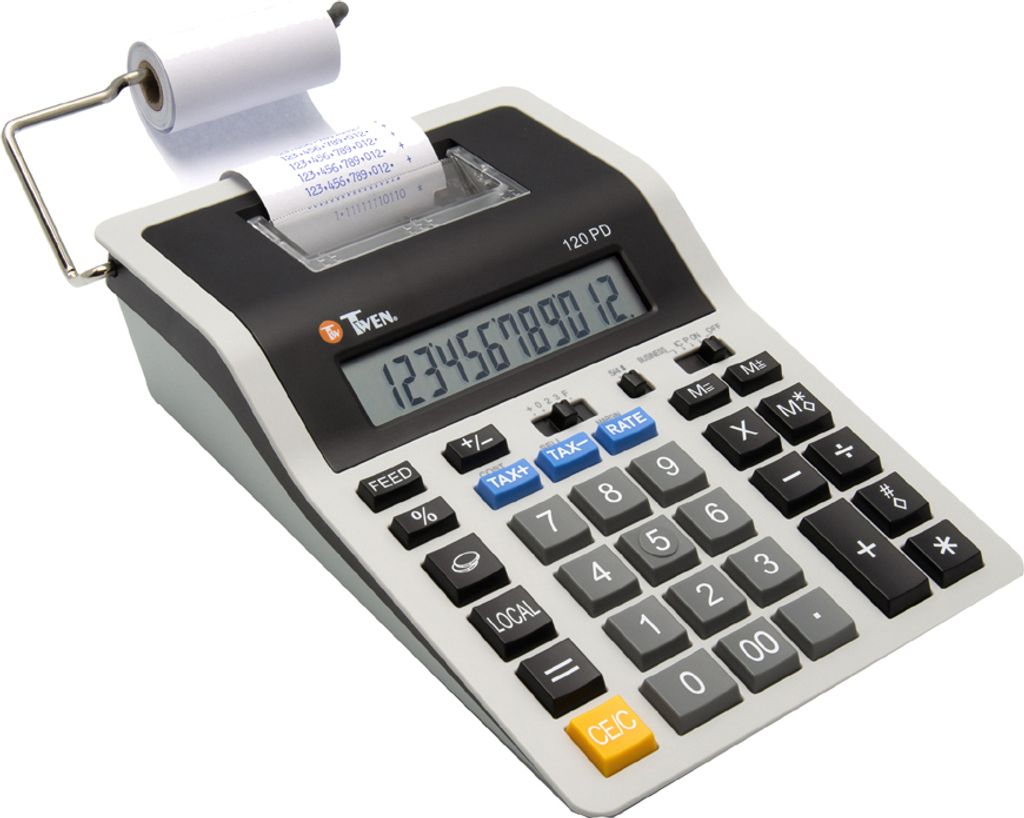 TWEN druckender Tischrechner 120 PD grau/schwarz 12-stelliges LCD-Display
