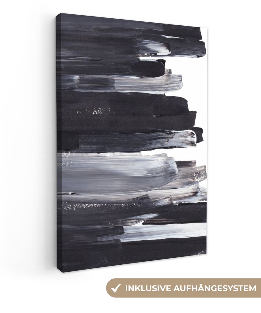 MuchoWow - Leinwandbilder - Farbe - Schwarz - Design, Wandbild, Wanddeko Bilder Wohnzimmer, 60x90 cm