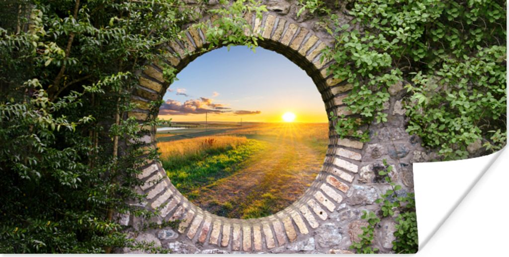 MuchoWow Poster Landleben - Aussicht - Sonne 80x40 cm - Wanddeko
