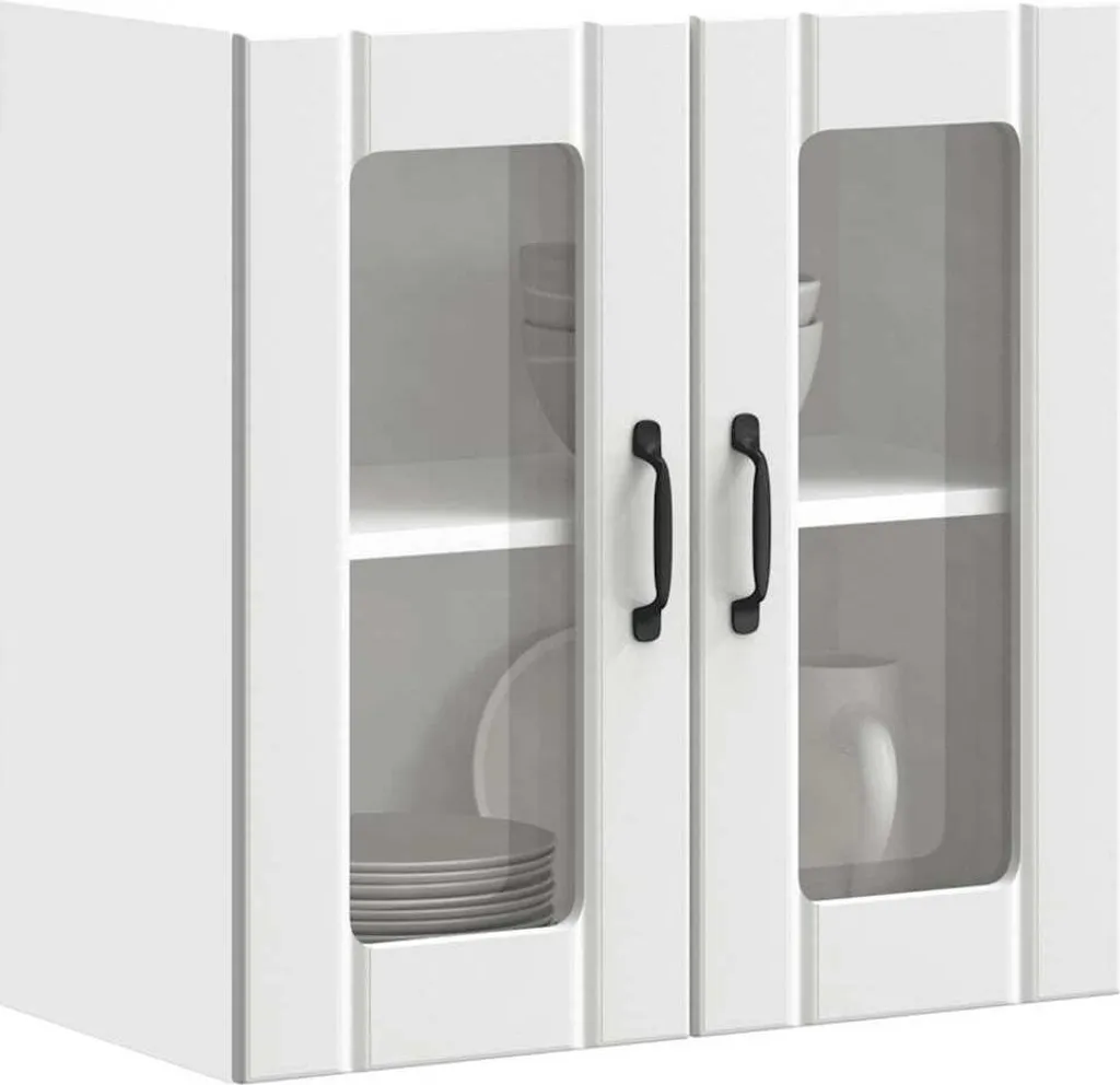 SYFAX™ Pensile da Cucina con Porta in Vetro Lucca Bianco Truciolato