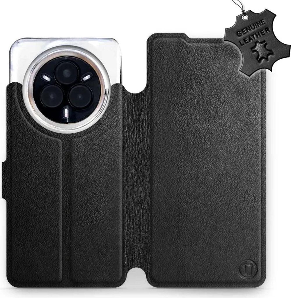 Echtleder Handyhülle für Realme 14 Pro Plus 5G, Mobiwear Leather, Schwarz