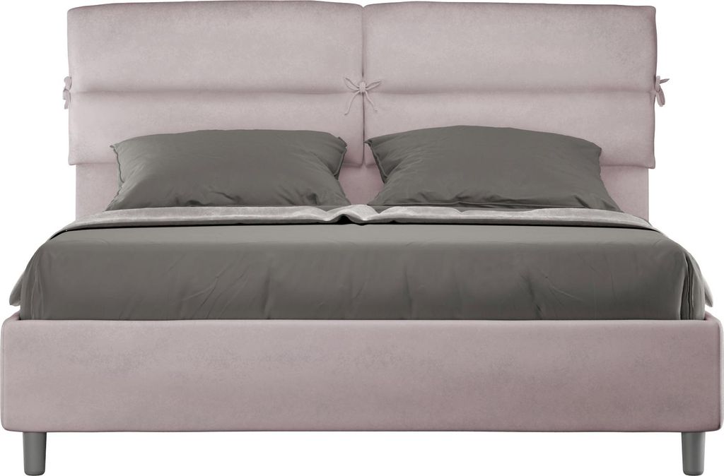 ITYHOME - Gepolstertes Bett mit Lattenrost 160x200 mit Mikrofaserbezug Fliederfarbe Nandy