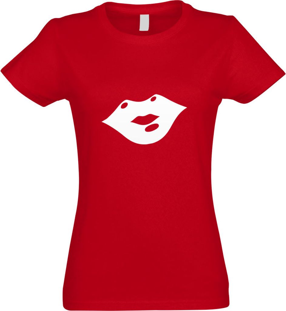 Kiwistar - T-Shirt tailliert - Damen - rot - Kussmund - mit Motiv Bedruckt - Funshirt Design - Sport - Freizeit - Damen - M