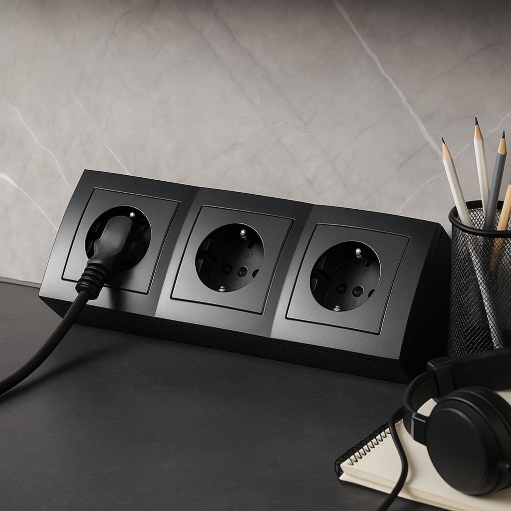 Mehrfachsteckdose 3-fach mit Netzkabel I anthrazit