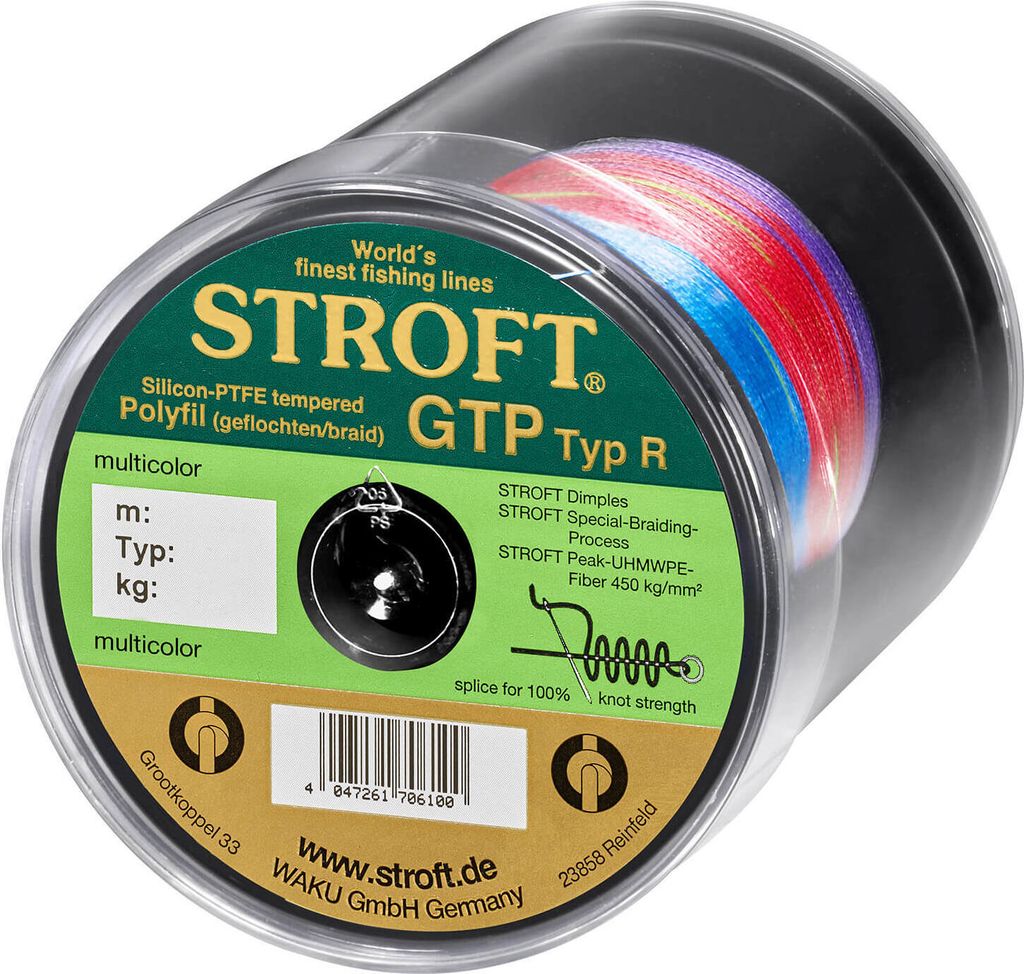 STROFT GTP Typ R Geflochtene Angelschnur 600m multicolor R10-0,450mm-36kg