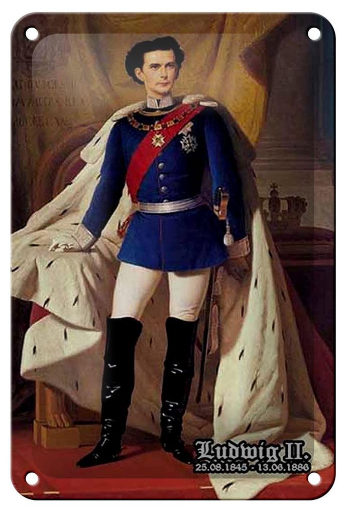 Blechschild Portrait 12x18cm Ludwig II König 1845 Bayern