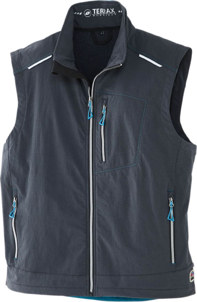 Terrax Workwear Herren Arbeitsweste mit reflektierenden Details - Leichte Weste für Arbeit und Handwerk in Anthrazit-Petrol Größe XXL