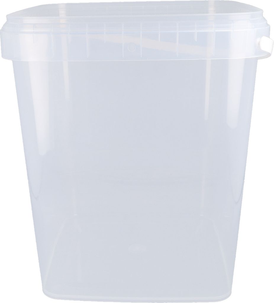 1 Eimer mit Deckel 10,8l Transparent Eckig | Kunststoff Eimer Lebensmittelecht, luftdicht und stabil | Leer Eimer mit Griff und Deckel für Lebensm...