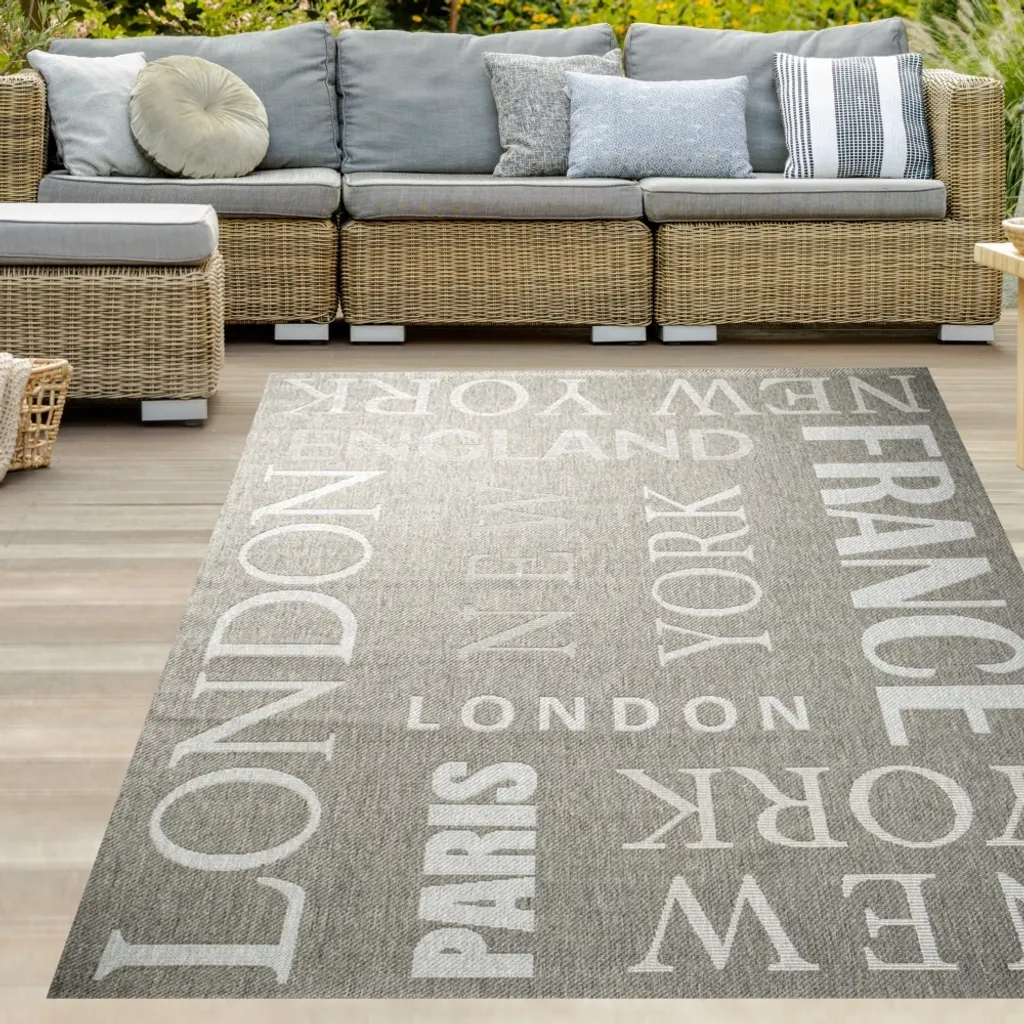 Tapis de cuisine anti-taches aspect sisal gris City Paris 60x110 cm