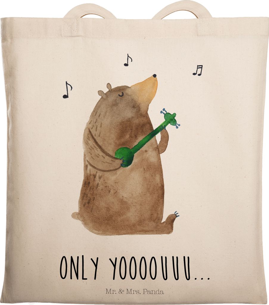 Mr. & Mrs. Panda Uni Tasche Bär Gitarre - Transparent - Geschenk, Schultasche, Shopping, Laptoptasche, canvas, Teddy, Tote Bag