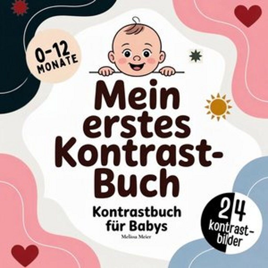 Kontrastbuch für Babys mit 46 Kontrastbildern Schwarz Weiß 0 bis 12 Monate