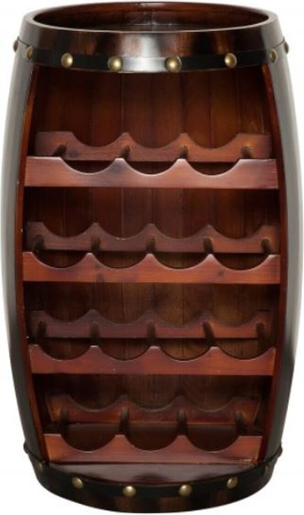 Casa Padrino Bar Weinschrank Bartisch aus Tanne Massivholz für 14 Flaschen - Holzfaß Weinfaß Faßmöbel Faßschrank Hotel & Restaurant Einrichtu...