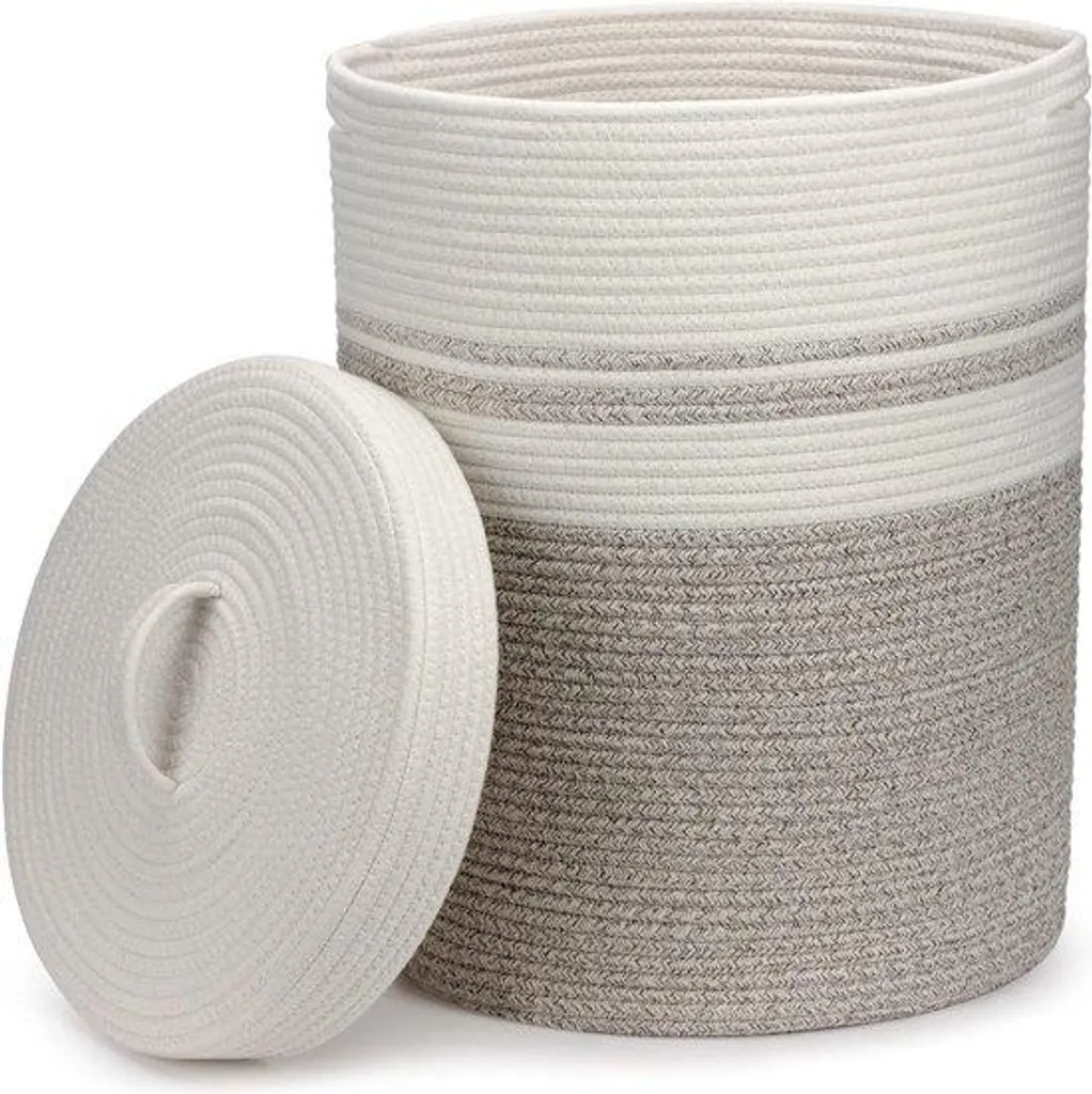 Panier à linge blanc 65L - Bac de rangement avec couvercle hermétique - 4