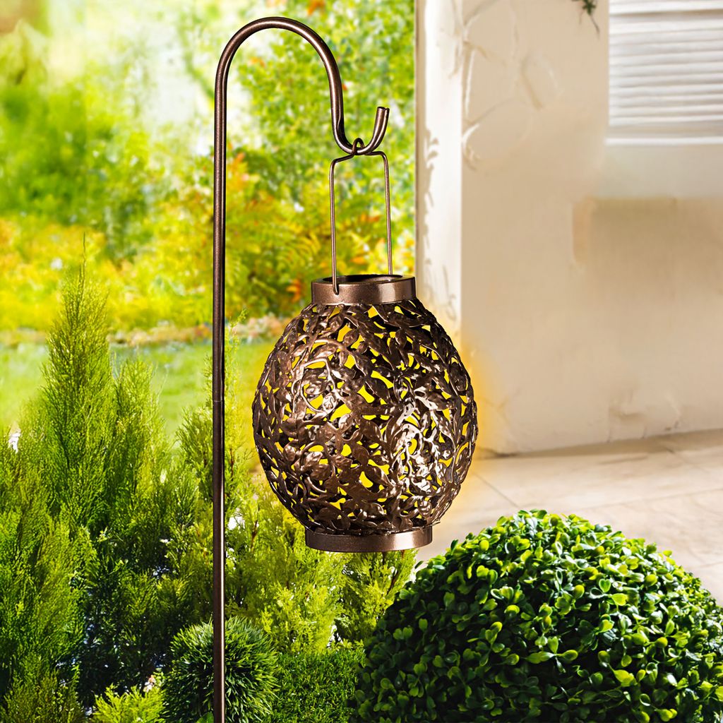 LED Solar Ampel aus Metall in bronze - 98 x 18 cm - Deko Produktbild 
