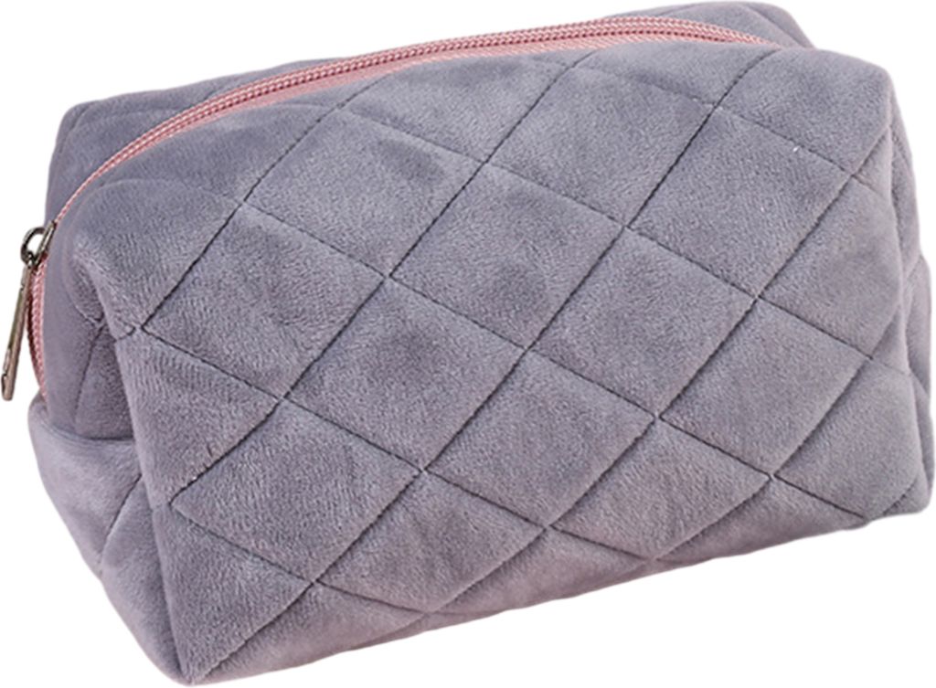 Plüsch-Make-up-Tasche, süß, großes Fassungsvermögen, für Damen, leicht zu tragen, tragbar, geräumig, mit Metall-Reißverschluss, Kosmetik-Or...