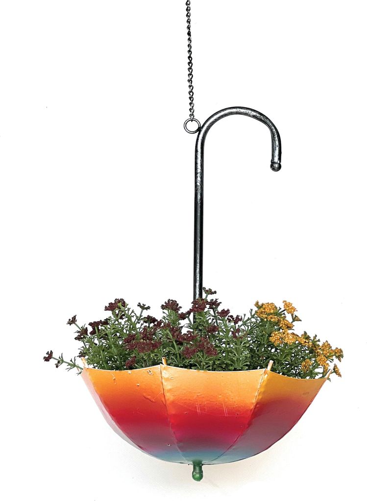 DanDiBo Blumenampel Metall Hängeampel mit Topf Innen Außen Regenschirm Hängepflanzen 57 cm 96258 S Pflanzenhänger Blumenhänger Topfhänger Blumen