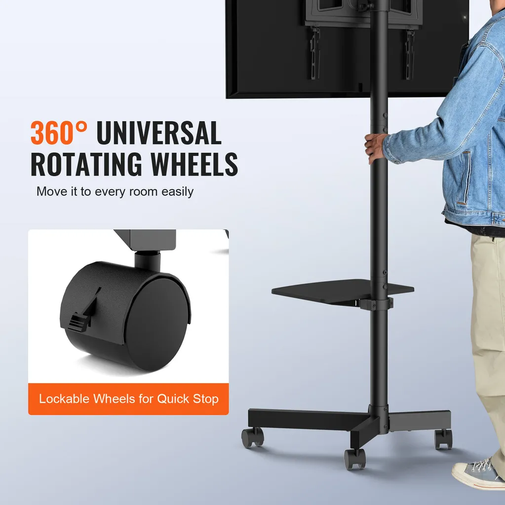 Support TV sol sans perçage à roulettes pour déplacer votre écran 60"