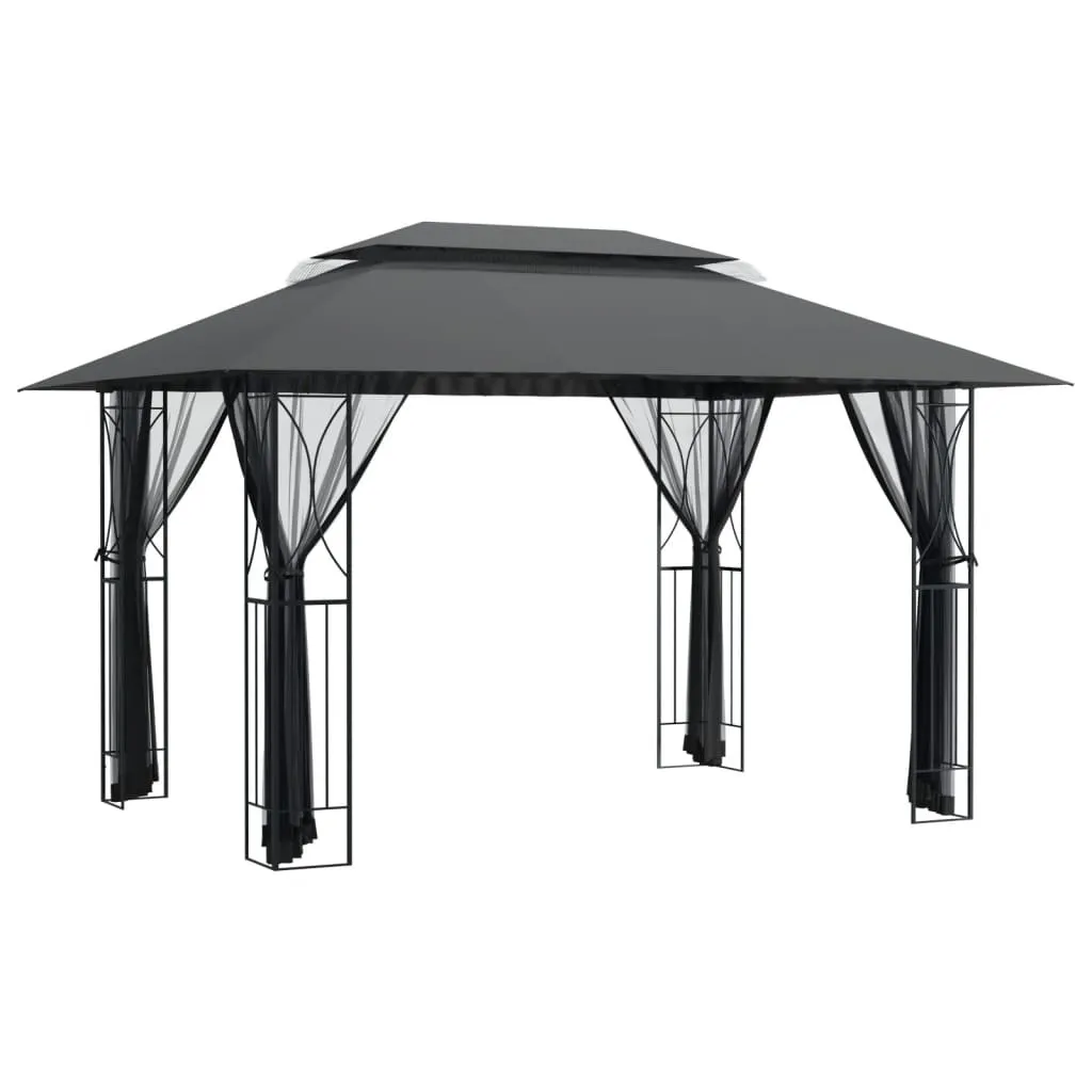 Abri de Jardin 4x3m Anthracite Idéal pour Grande Terrasse et Réception
