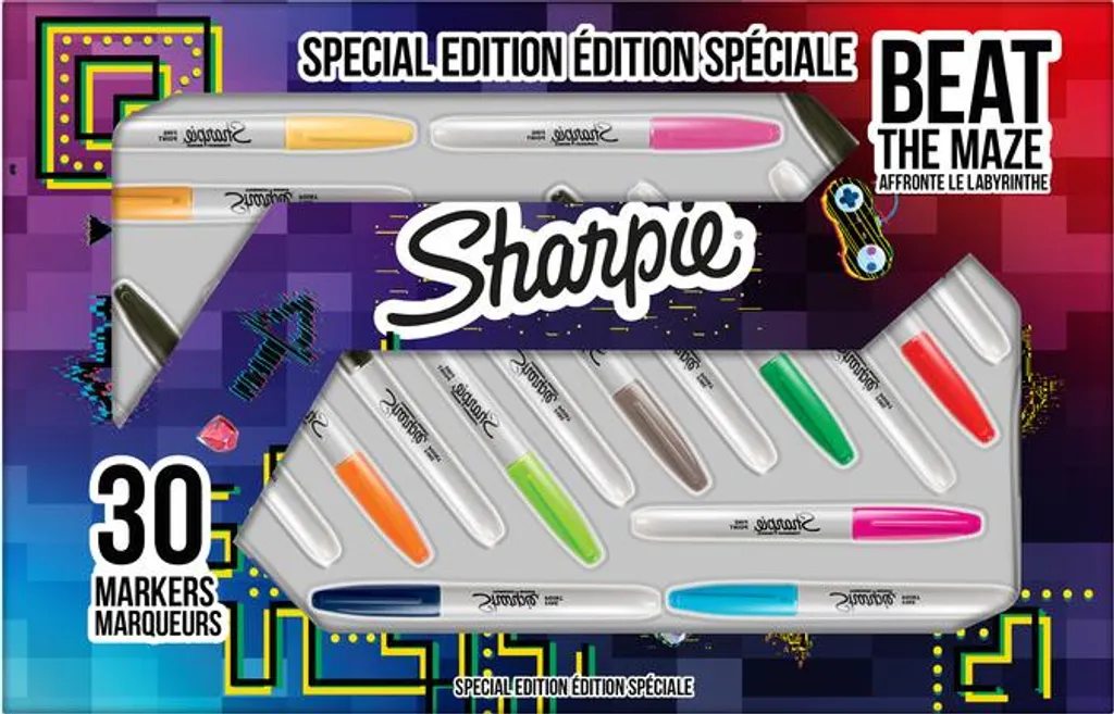 Sharpie Boîte 30 Marqueurs Doubles Pointes 0,9mm et 0,5mm Indélébiles