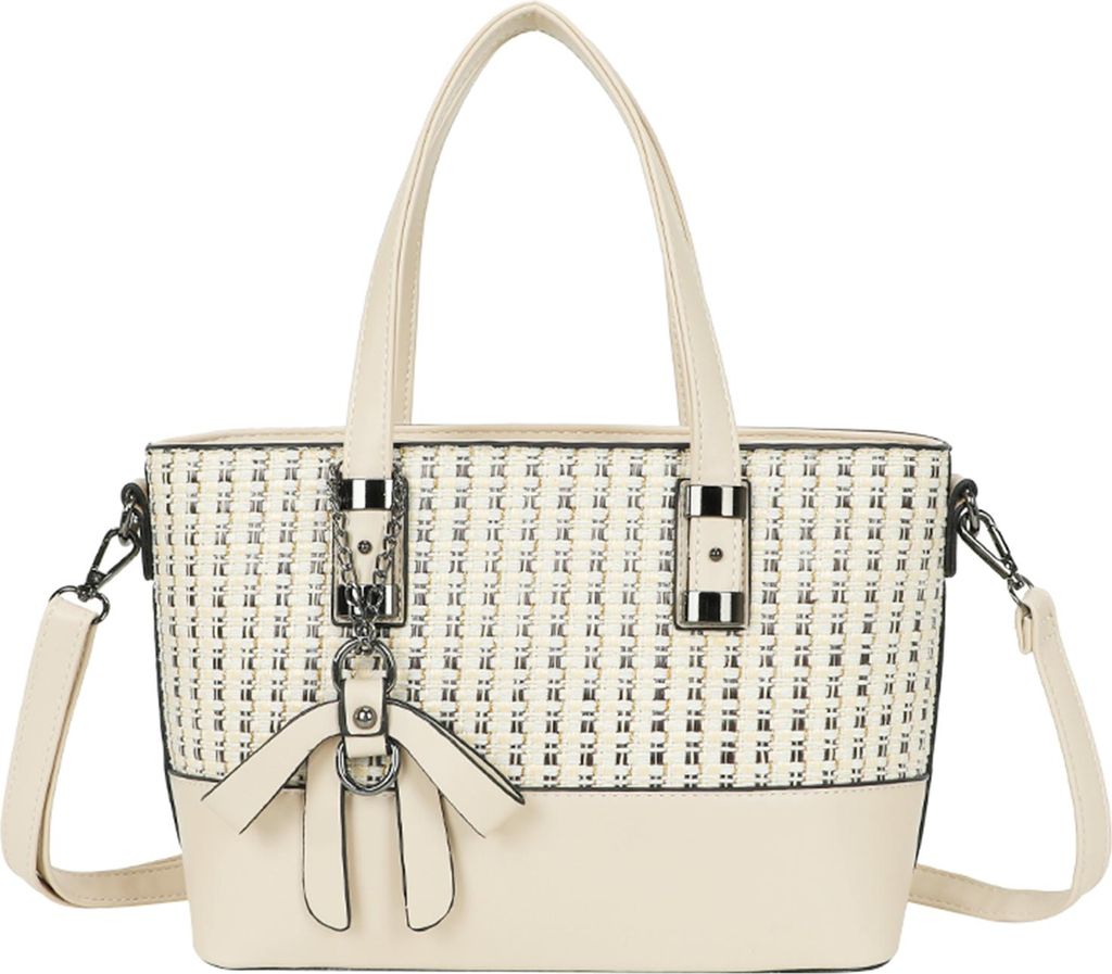 Gallantry, Shopper Damen strukturiert mit Karomuster und Schulterriemen, Beige